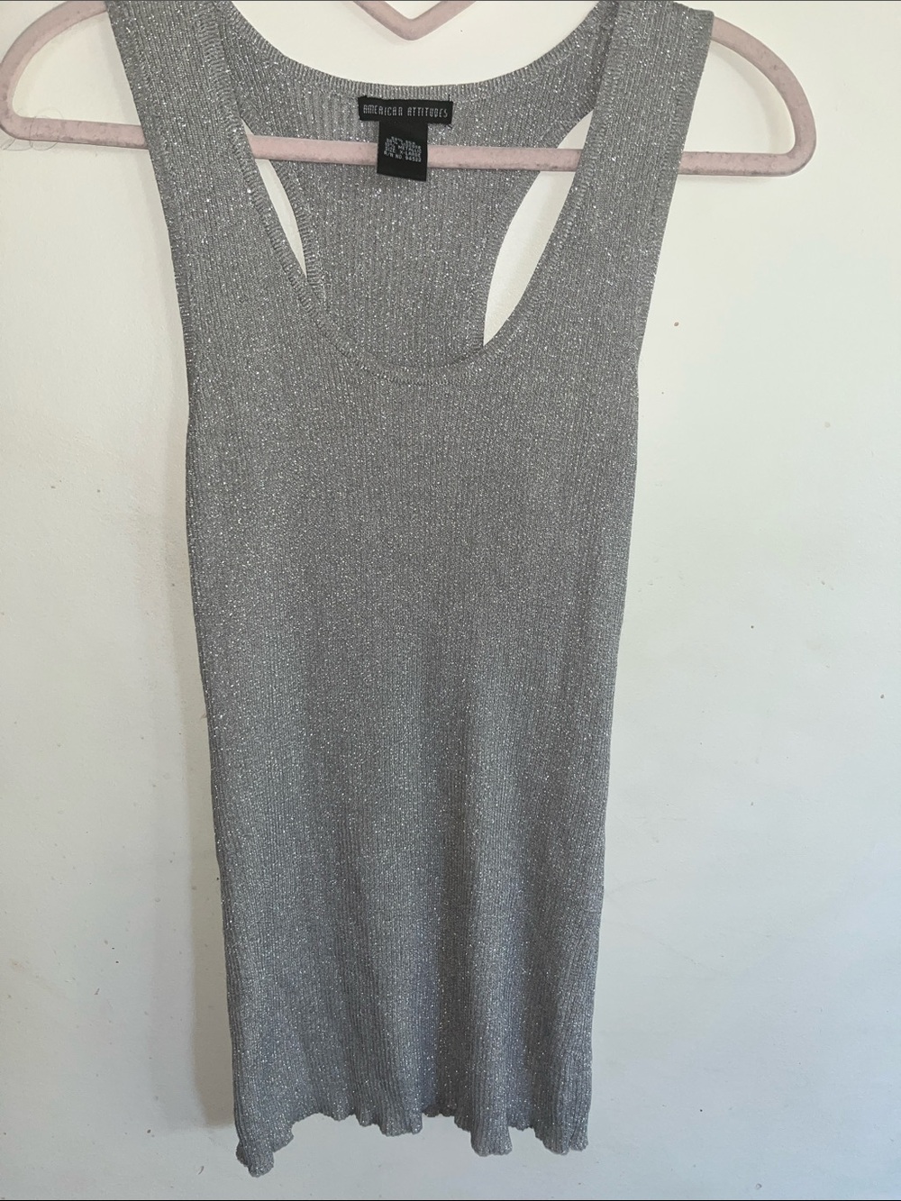 Silver Metallic Ribbed Tank Top